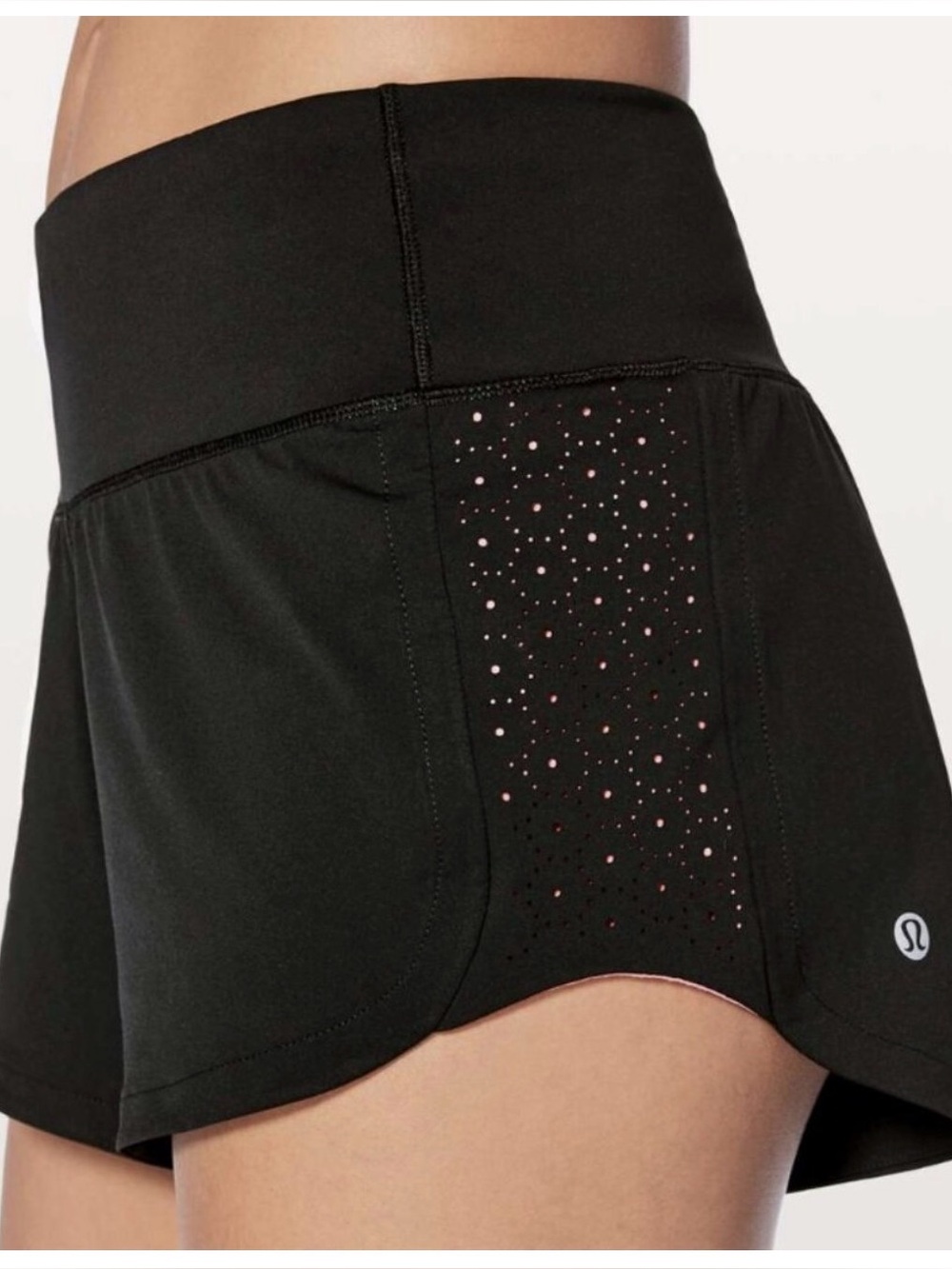 Lululemon Colour Me Quick Short 3" Black Flash Light Tone Pink Lasercut Liner 10
